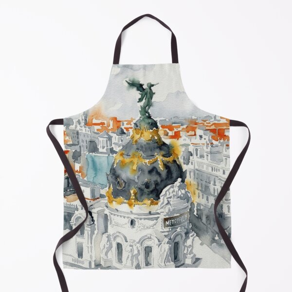 Item preview, Edificio Metropolis Madrid Watercolor, Golden Dome Cityscape designed and sold by caracatita75.