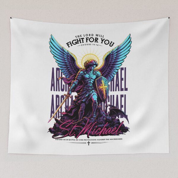 Item preview, St. Michael Archangel Warrior Christian Neon designed and sold by HB Shirts.