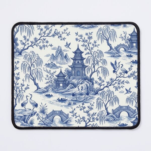 Item preview, Blue Chinoiserie Toile Seamless Pattern designed and sold by FashioonTrends.