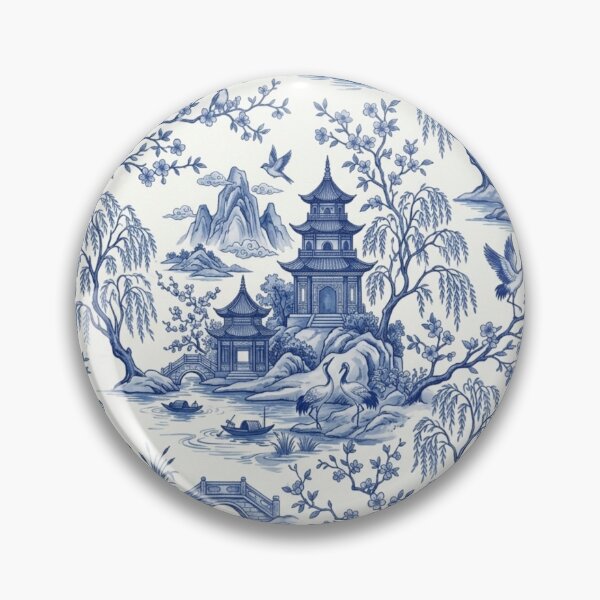 Item preview, Blue Chinoiserie Toile Seamless Pattern designed and sold by FashioonTrends.