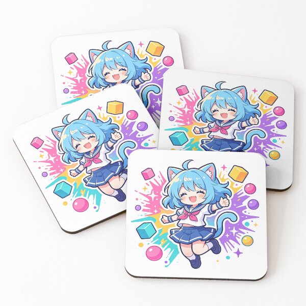 Item preview, Chibi Cat-Girl Sailor Jump - Kawaii Anime Pop Art designed and sold by WonderDokkan.