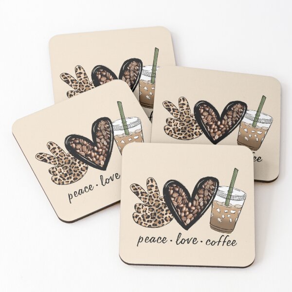 Item preview, Peace Love Coffee Leopard Heart Design designed and sold by ⭐ AURA STUDIO.