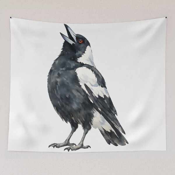 Item preview, Carolling Australian Magpie — Watercolour designed and sold by Jaruart.