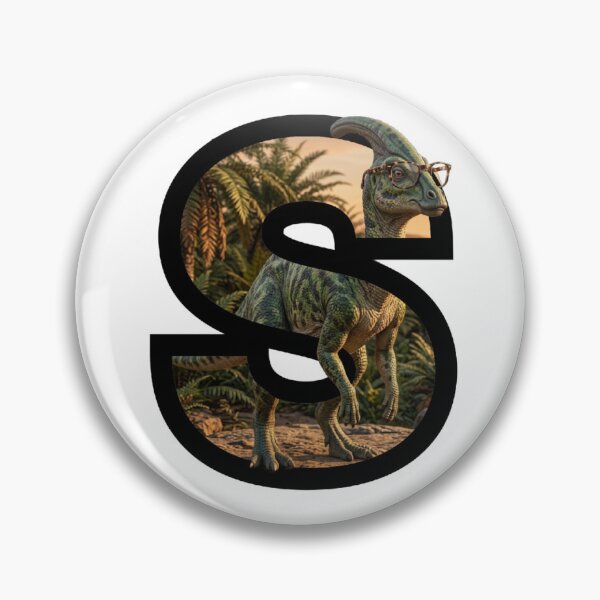 Item preview, Letter S Parasaurolophus Dinosaur with Glasses Monogram designed and sold by mackyartsstudio.