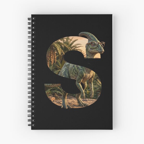 Item preview, Letter S Parasaurolophus Dinosaur with Glasses Monogram designed and sold by mackyartsstudio.