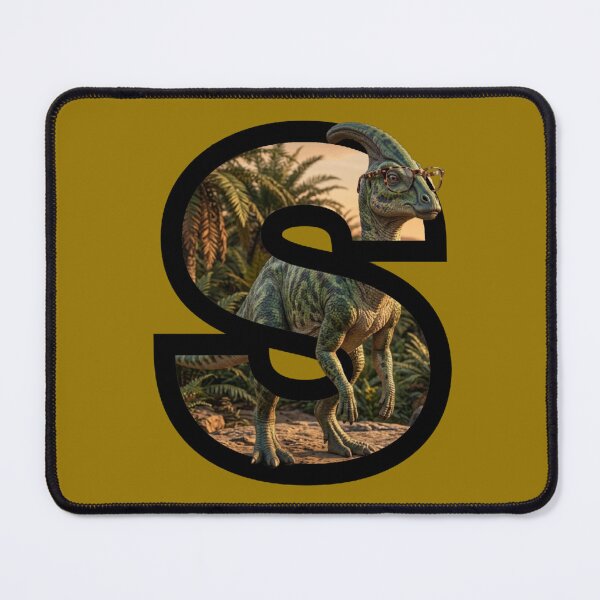 Item preview, Letter S Parasaurolophus Dinosaur with Glasses Monogram designed and sold by mackyartsstudio.