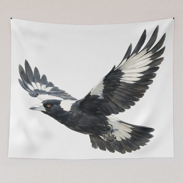 Item preview, Australian Magpie in Flight | Watercolour Illustration designed and sold by Jaruart.