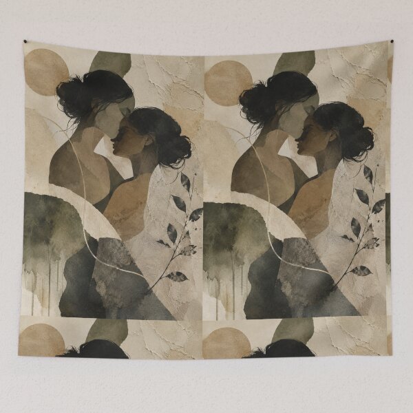 Item preview, Wabi Sabi Intimacy Between Two Women with Earth Tones and Quiet Emotional Connection designed and sold by Aryabek.