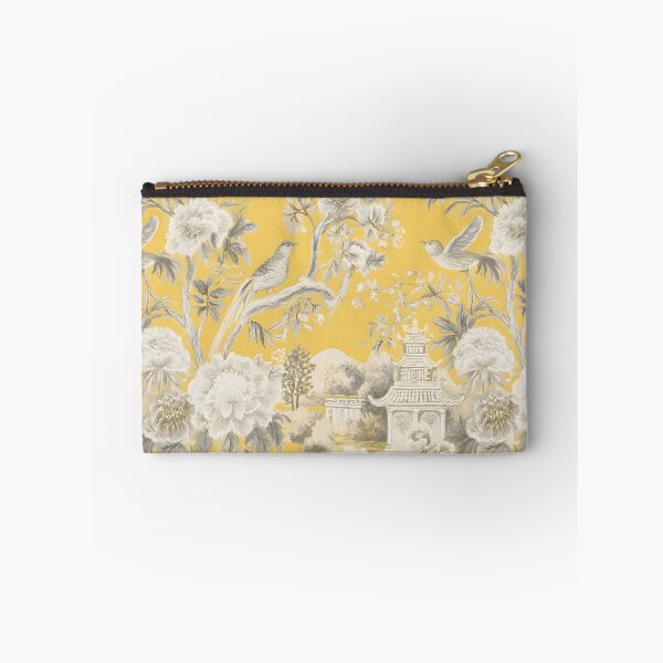 Item preview, Preppy chinoiserie landscape in yellow and soft grey designed and sold by SophieClimaArt.