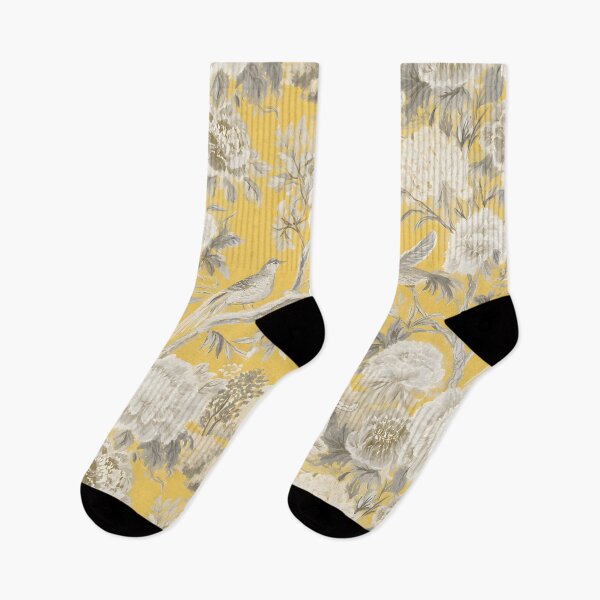 Item preview, Preppy chinoiserie landscape in yellow and soft grey designed and sold by SophieClimaArt.