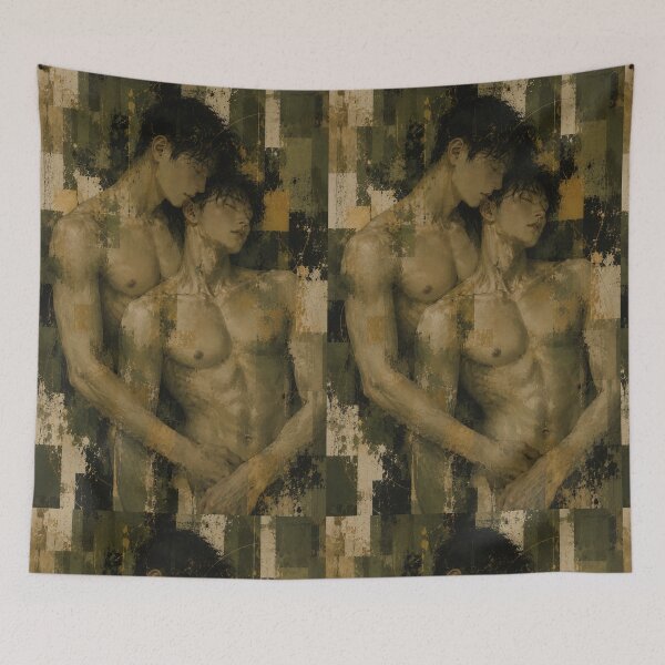 Item preview, Wabi Sabi Embrace Between Two Men with Classical Elegance and Emotional Depth designed and sold by Aryabek.