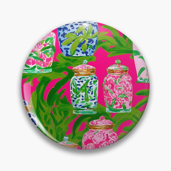 Item preview, Chinoiserie Jars & Banana Leaves on Hot Pink designed and sold by felixparson.