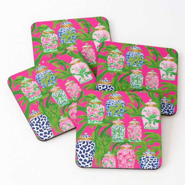 Item preview, Chinoiserie Jars & Banana Leaves on Hot Pink designed and sold by felixparson.