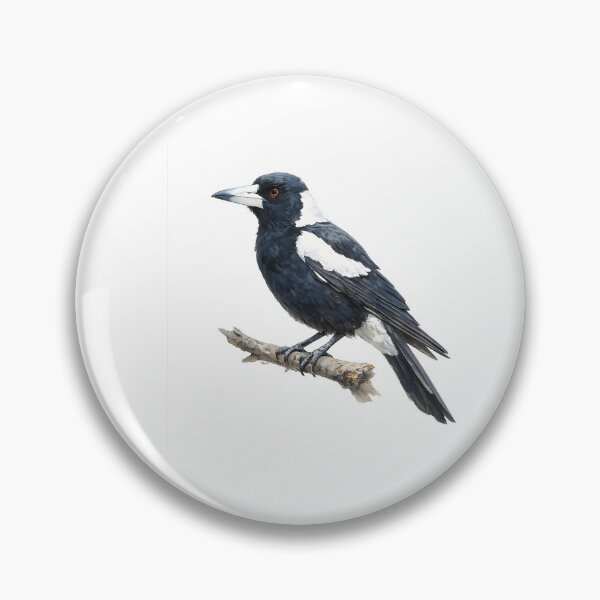 Item preview, Perched Australian Magpie — Watercolour Bird Art designed and sold by Jaruart.