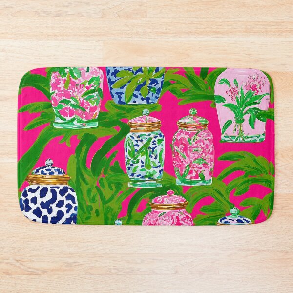 Item preview, Chinoiserie Jars & Banana Leaves on Hot Pink designed and sold by felixparson.