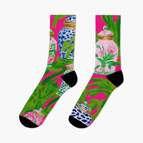 Item preview, Chinoiserie Jars & Banana Leaves on Hot Pink designed and sold by felixparson.