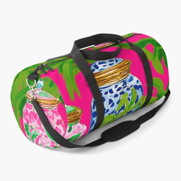 Item preview, Chinoiserie Jars & Banana Leaves on Hot Pink designed and sold by felixparson.