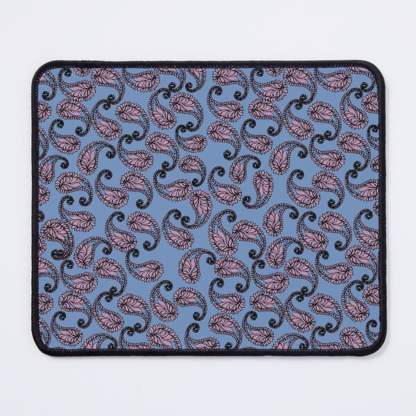 Item preview, Classic pink paisley bohemian floral seamless pattern on muted blue background. designed and sold by AdesignbyG.