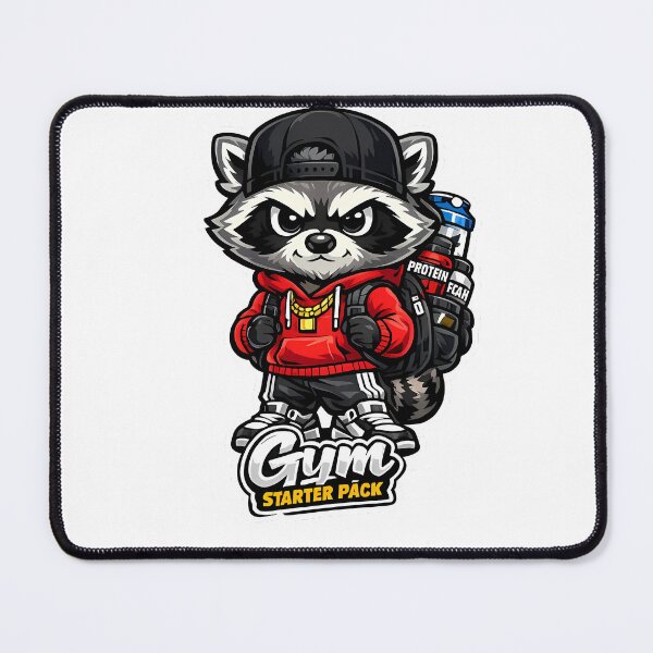 Item preview, Gym Starter Pack Raccoon – Funny Fitness Cartoon Mascot designed and sold by Aesthicer.