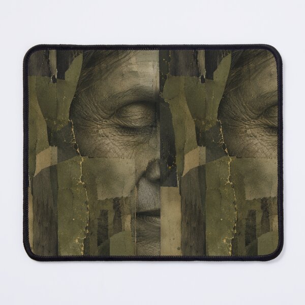 Item preview, Wabi Sabi Weathered Face with Kintsugi Character and Timeless Human Wisdom designed and sold by Aryabek.