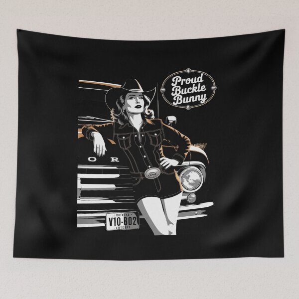 Item preview, Proud Buckle Bunny Retro Pin-Up Cowgirl | Western Rodeo Girl designed and sold by Redjakkal.