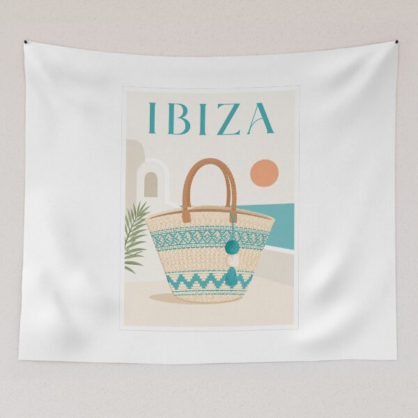 Item preview, Ibiza Spain Straw Beach Bag Summer Travel Poster designed and sold by Beyond Destinations.