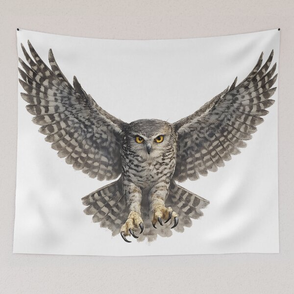 Item preview, Powerful Owl in Flight — Watercolour Illustration designed and sold by Jaruart.