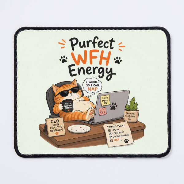 Item preview, Purfect WFH Energy Funny Cat Working From Home Coffee Paws Focus Repeat designed and sold by SHREE ART STUDIO.