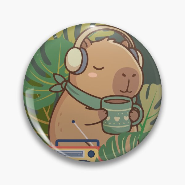 Item preview, Cozy capybara having a cuppa  designed and sold by InkRiot Studios.