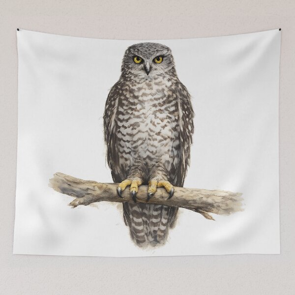 Item preview, Powerful Owl — Watercolour Bird Portrait designed and sold by Jaruart.