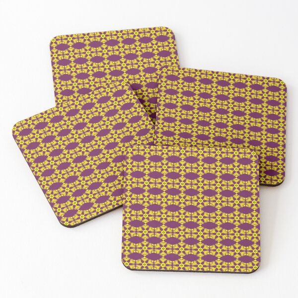 Item preview, Vintage yellow luxury damask floral seamless pattern on dark purple background. designed and sold by AdesignbyG.