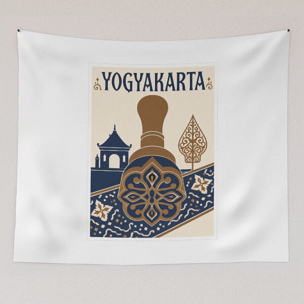 Item preview, Yogyakarta Indonesia Batik Stamp Travel Poster designed and sold by Beyond Destinations.