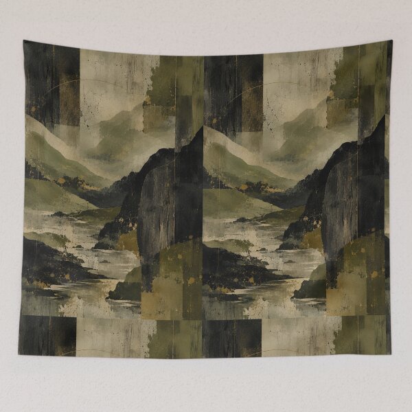 Item preview, Wabi Sabi Mountain Valley with Zen River, Kintsugi Harmony and Mono no Aware Serenity designed and sold by Aryabek.