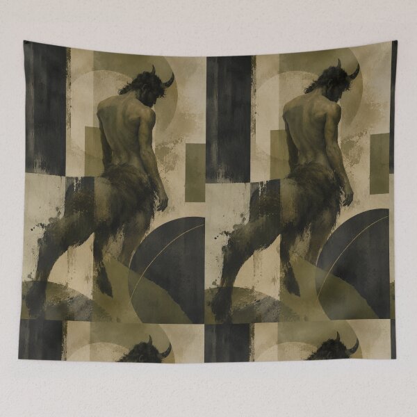 Item preview, Wabi Sabi Minotaur Presence with Labyrinth Symbolism and Kintsugi Balance designed and sold by Aryabek.