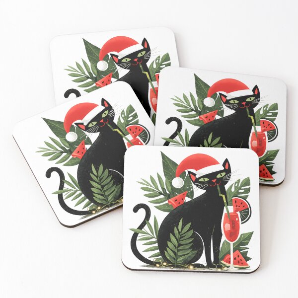 Item preview, Christmas in July , Cat with Tropical Cocktail | Cute Festive Summer Kitty designed and sold by GGAUL.