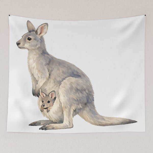 Item preview, Eastern Grey Kangaroo and Joey — Watercolour designed and sold by Jaruart.