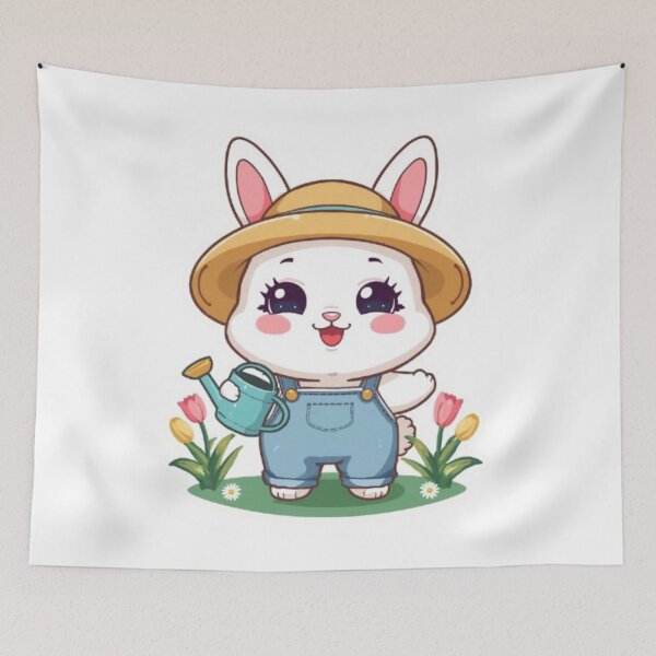 Item preview, Cute Bunny Gardening | Kawaii Rabbit Sticker designed and sold by Stylestickers55.