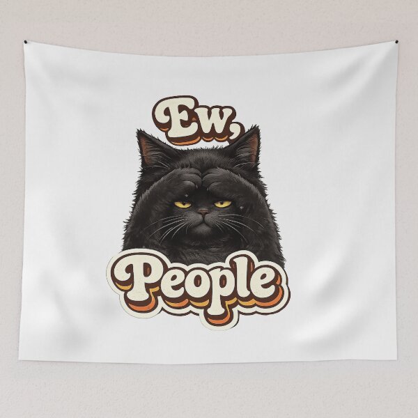 Item preview, Ew People Black Cat Funny Introvert Cat Meme designed and sold by Salwastore.