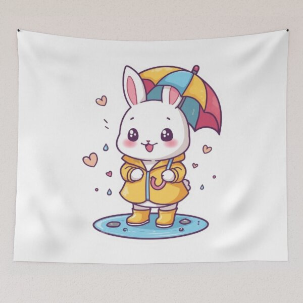 Item preview, Cute Rainy Bunny Kawaii Sticker | Adorable Rabbit with Umbrella designed and sold by Stylestickers55.
