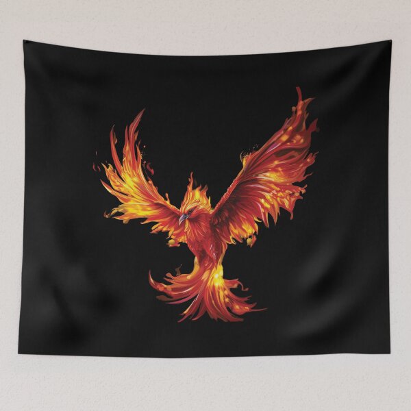 Item preview, Majestic Phoenix Rebirth – Fiery Red Mythical Bird Art designed and sold by MDKey DESIGN.