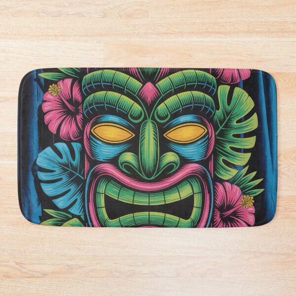 Item preview, Neon Tiki Bar Wall Art – Retro Glow Tropical Totem Maximalist Hawaiian Cocktail Decor designed and sold by Tamas Das.