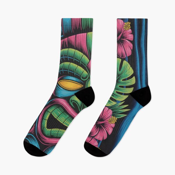 Item preview, Neon Tiki Bar Wall Art – Retro Glow Tropical Totem Maximalist Hawaiian Cocktail Decor designed and sold by Tamas Das.