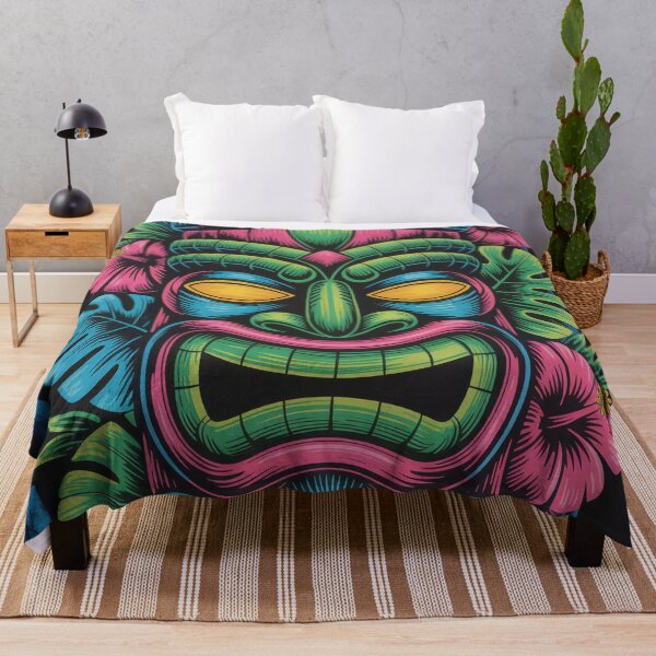 Item preview, Neon Tiki Bar Wall Art – Retro Glow Tropical Totem Maximalist Hawaiian Cocktail Decor designed and sold by Tamas Das.