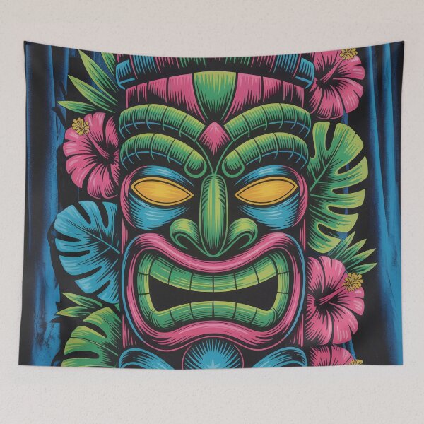 Item preview, Neon Tiki Bar Wall Art – Retro Glow Tropical Totem Maximalist Hawaiian Cocktail Decor designed and sold by Tamas Das.