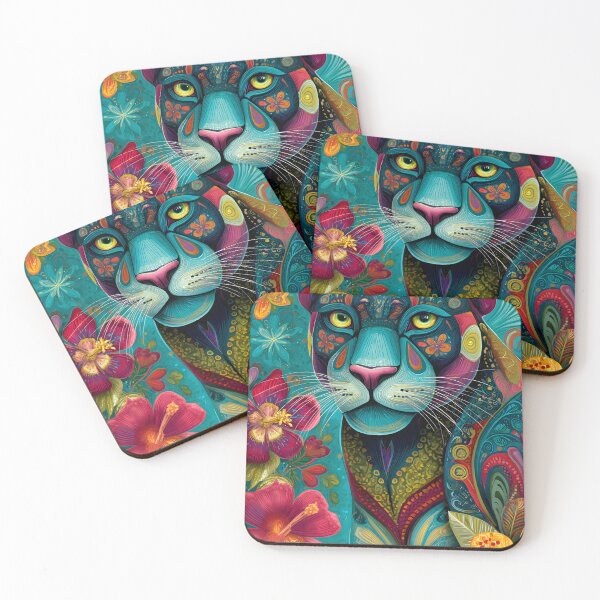 Item preview, Vibrant Colorful Panther Surrounded by Flowers designed and sold by Artessie.