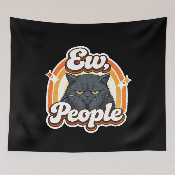 Item preview, Ew People Black Cat Funny Introvert Cat Meme designed and sold by Salwastore.