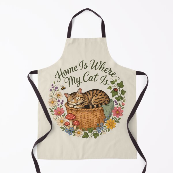 Item preview, Home Is Where My Cat Is – Cozy Sleeping Cat Floral Cottagecore Design designed and sold by PatsiRose.