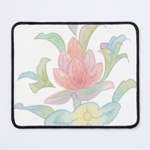 Item preview, Korean Traditional Pastel Lotus Watercolor Floral Art designed and sold by Yiruda-Art.