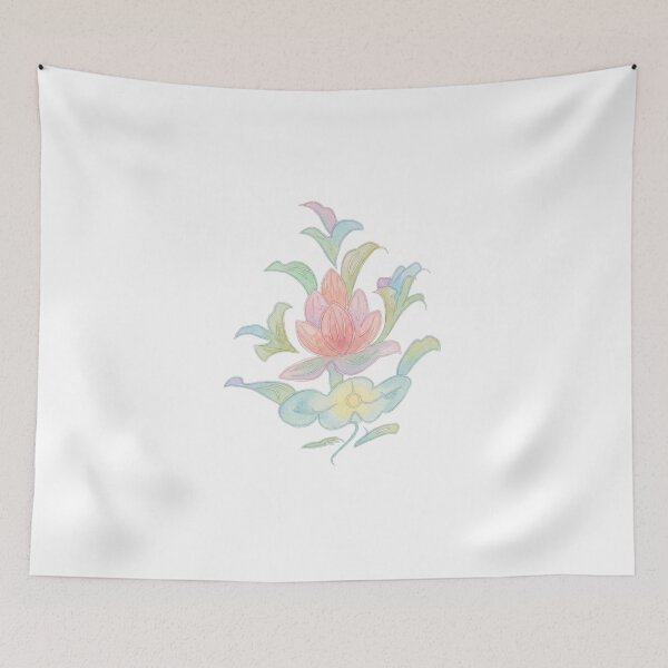 Item preview, Korean Traditional Pastel Lotus Watercolor Floral Art designed and sold by Yiruda-Art.