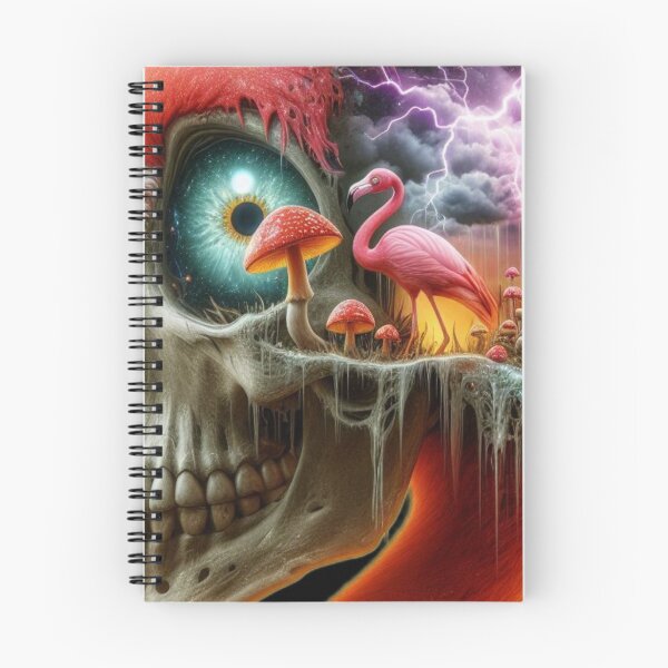Item preview, Psychedelic Oasis – Flamingo Skull Mushroom Mindscape designed and sold by LujziWorld.